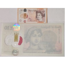 GREAT BRITAIN UK 2017 . TEN 10 POUNDS BANKNOTE . ERROR . MISSING PRINT ON ONE SIDE